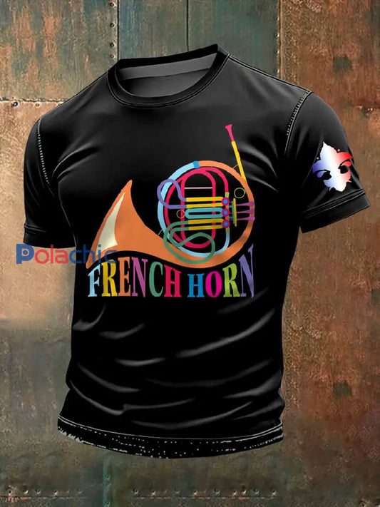 T Shirt Décontracté À Imprimé Cor Français Vintage comme image / S