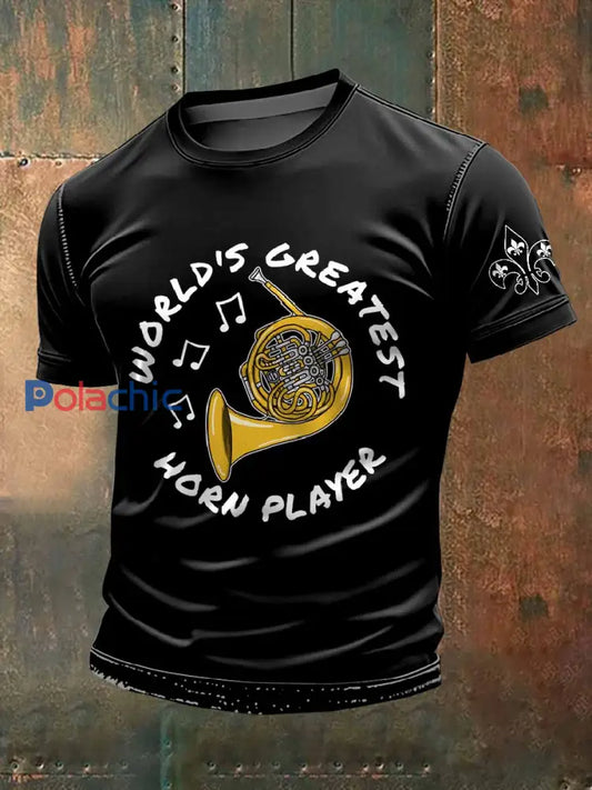 T Shirt Décontracté À Imprimé Cor Français Vintage comme image / S