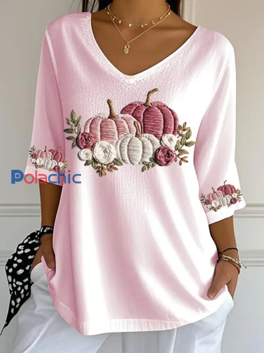 T-shirt décontracté à imprimé floral Cancer du sein pour femmes Rose / S