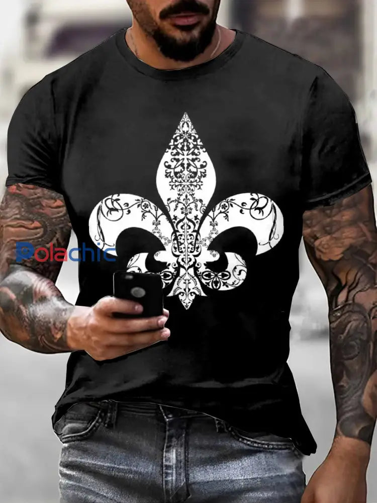 T Shirt Décontracté À Imprimé Lys Français Vintage comme image / S