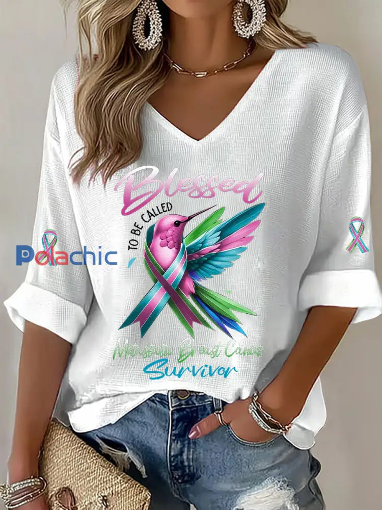 T shirt décontracté à imprimé métastatique pour femmes Blanc / S