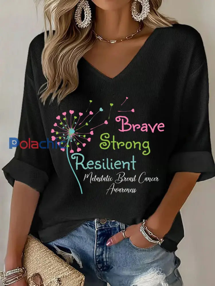 T shirt décontracté à imprimé métastatique pour femmes Noir / S