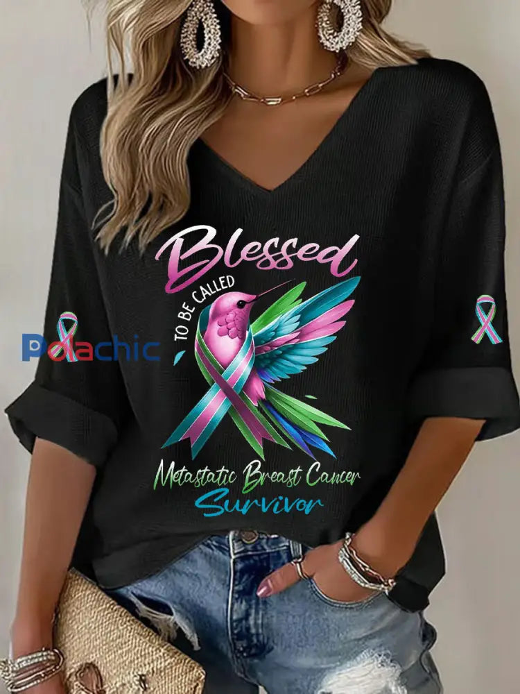 T shirt décontracté à imprimé métastatique pour femmes Noir / S