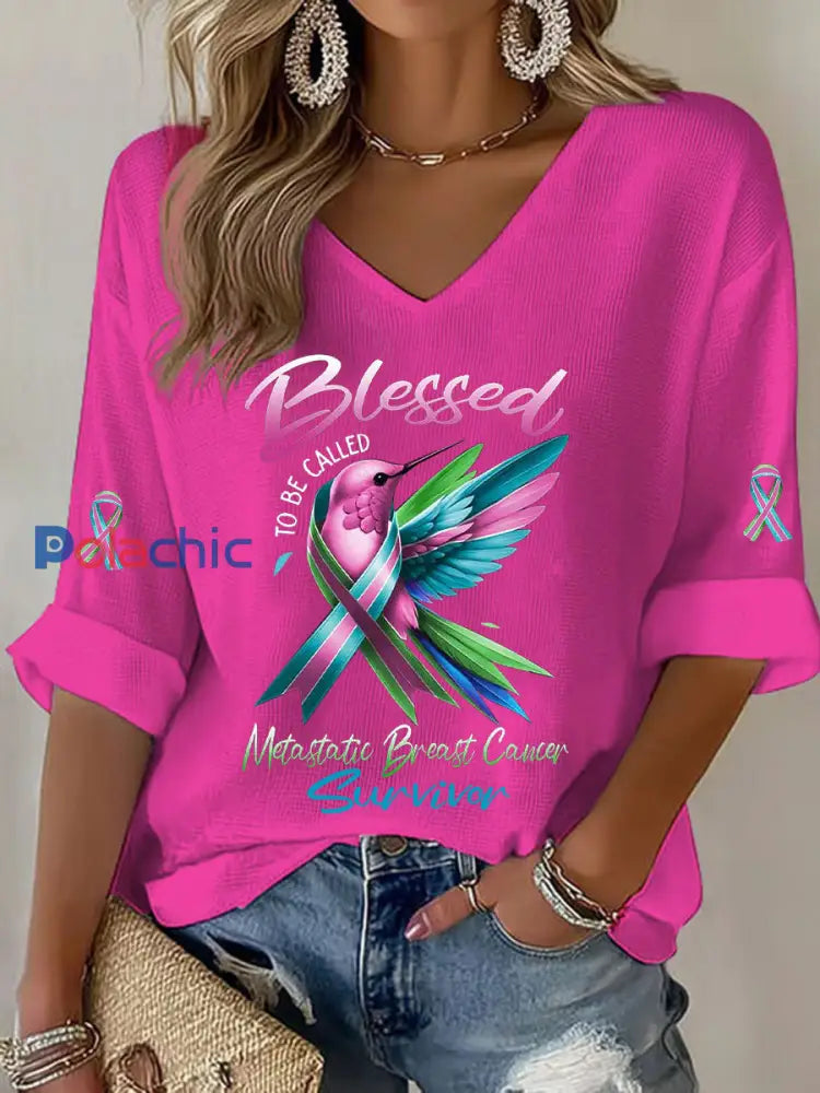 T shirt décontracté à imprimé métastatique pour femmes Rose Rouge / S