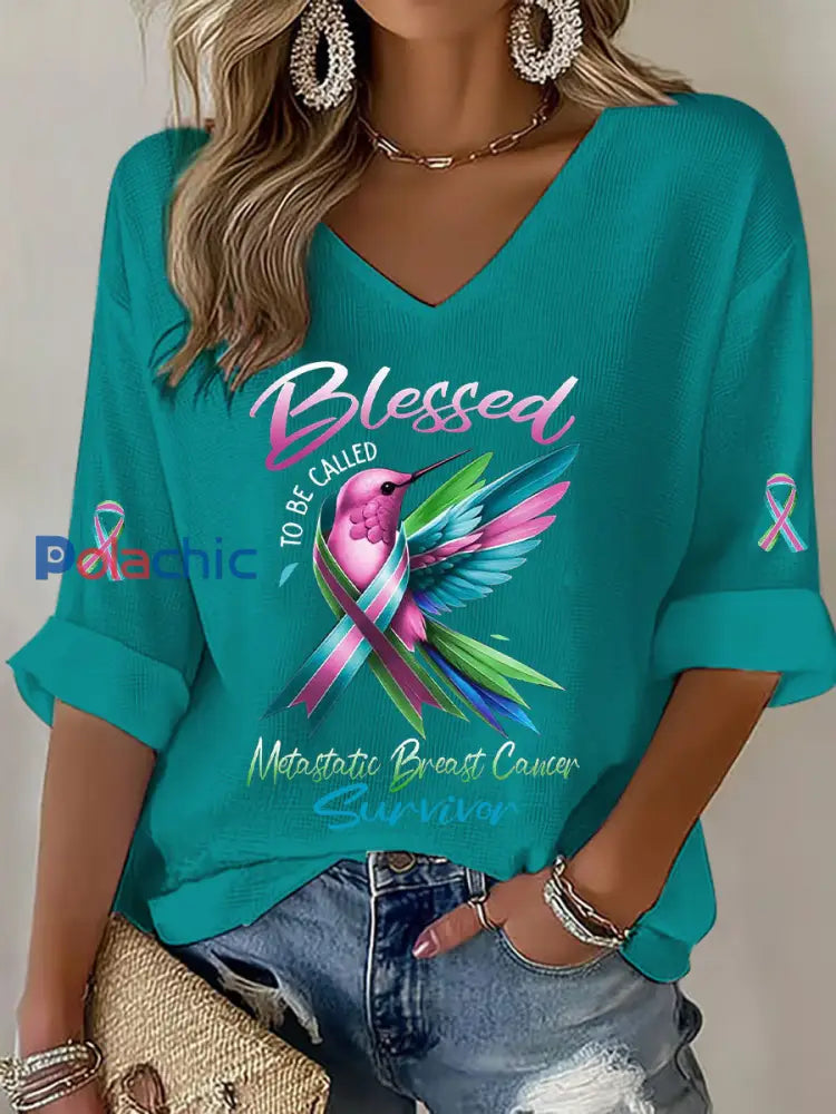 T shirt décontracté à imprimé métastatique pour femmes Turquoise / S