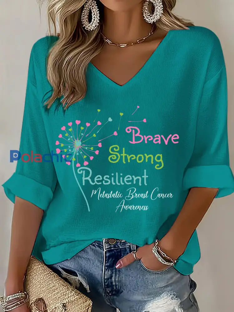 T shirt décontracté à imprimé métastatique pour femmes Turquoise / S