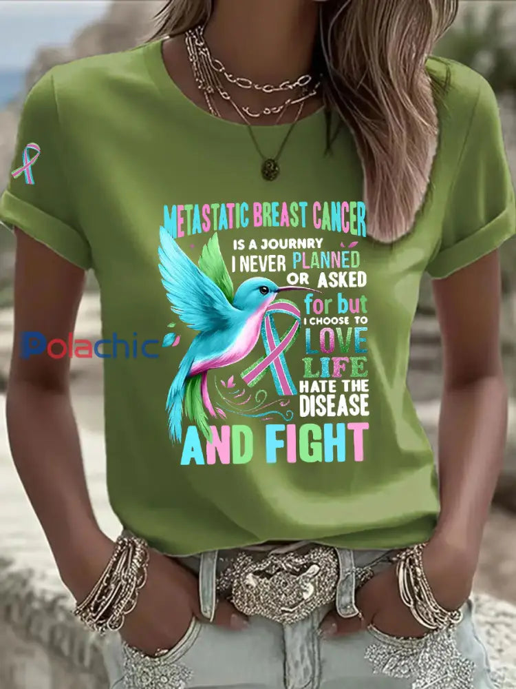 T shirt décontracté à imprimé métastatique pour femmes Vert / S