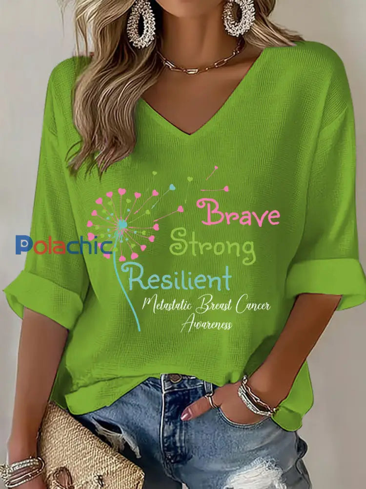 T shirt décontracté à imprimé métastatique pour femmes Vert / S