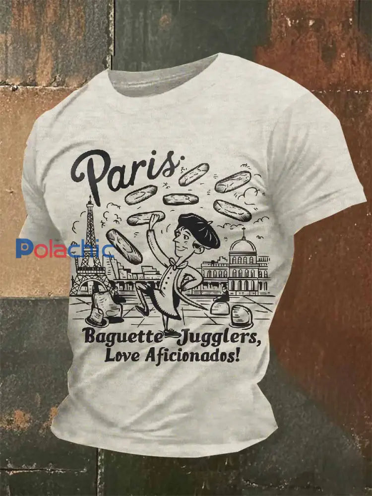 T-Shirt Décontracté À Imprimé Rétro Français Pour Homme comme image / S