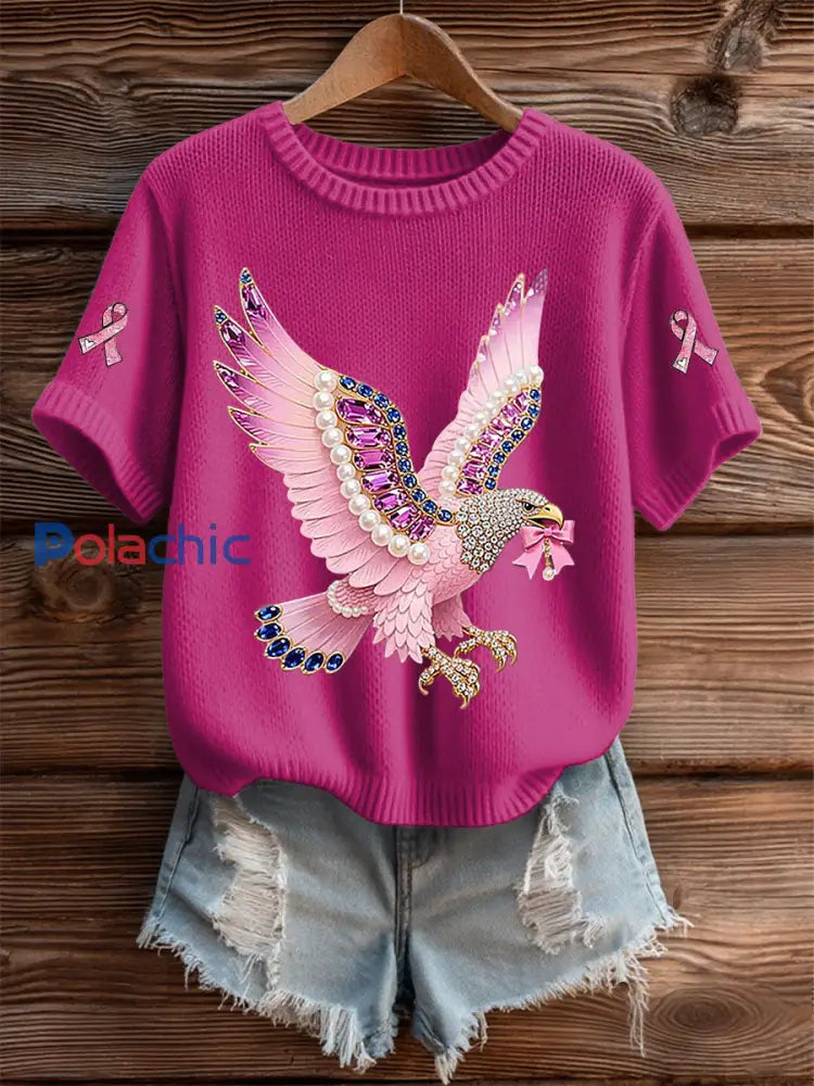 T shirt décontracté à imprimé sensibilisation au cancer du sein pour femmes rose rouge / S