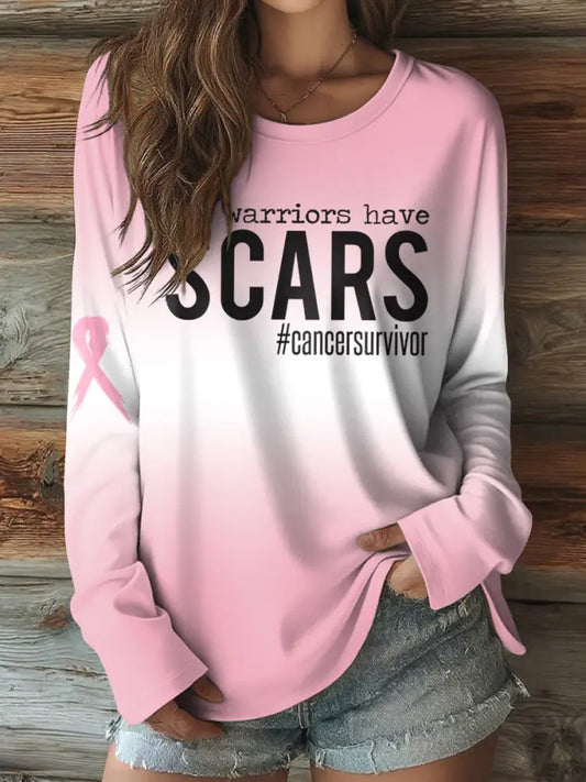 T-shirt décontracté à manches longues pour femmes sensibilisation au cancer du sein comme image / S
