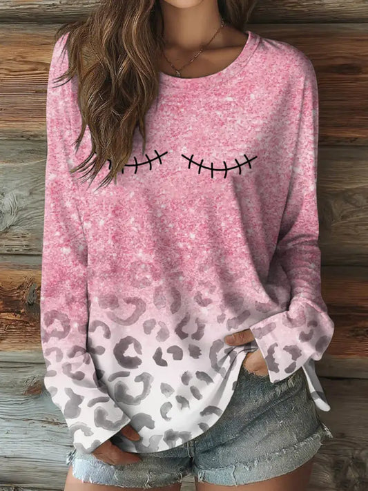 T-shirt décontracté à manches longues pour femmes sensibilisation au cancer du sein comme image / S