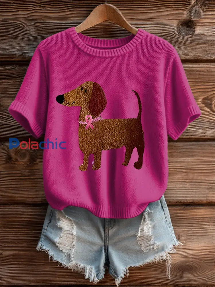 T shirt Décontracté Femme Imprimé Ruban Rose rose rouge / S