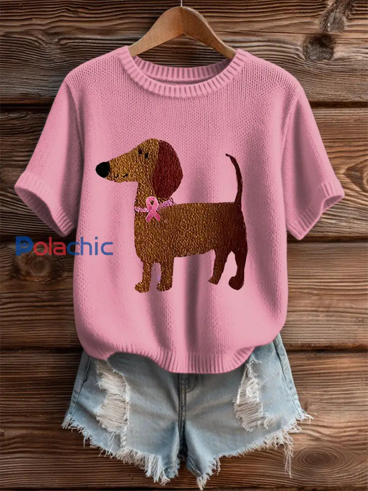 T shirt Décontracté Femme Imprimé Ruban Rose rose / S