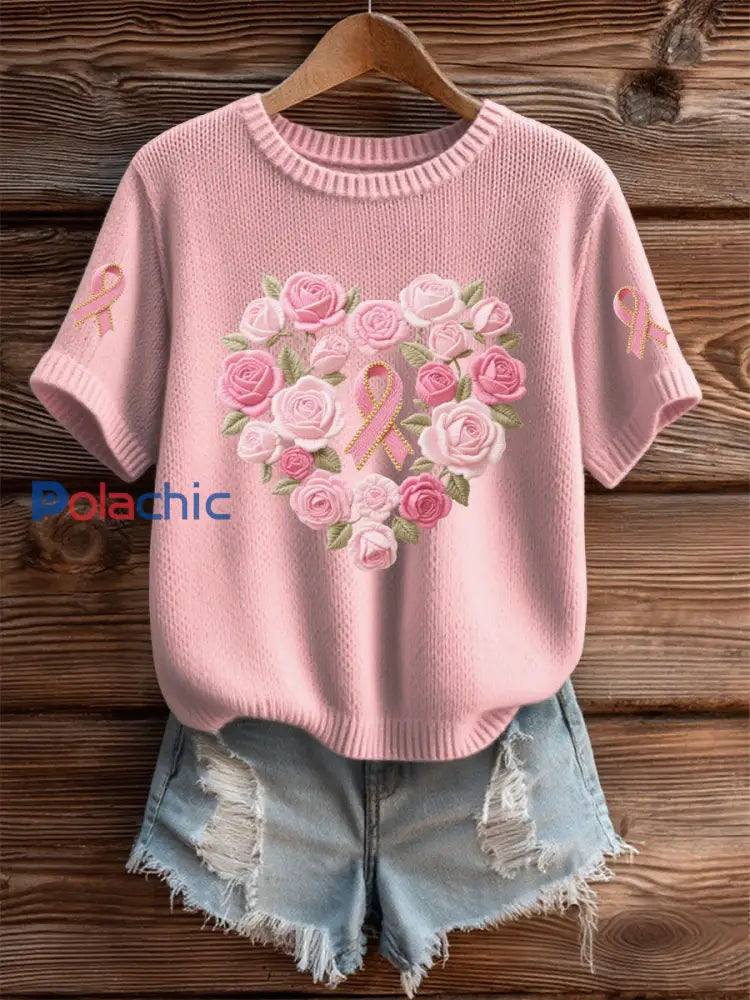 T shirt Décontracté Femme Rose Imprimé Floral rose clair / S