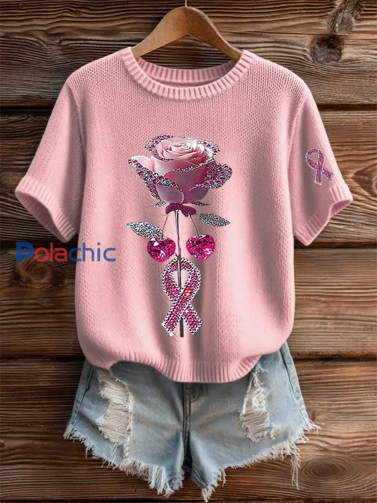T shirt Décontracté Femme Rose Imprimé Floral rose clair / S