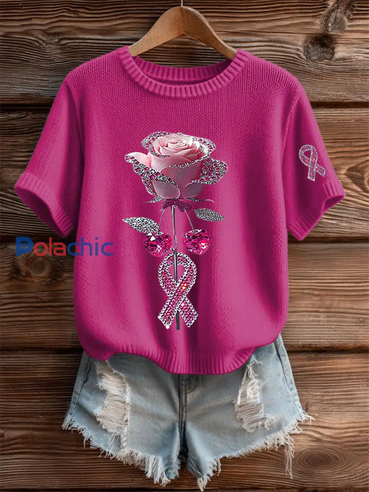 T shirt Décontracté Femme Rose Imprimé Floral rose rouge / S