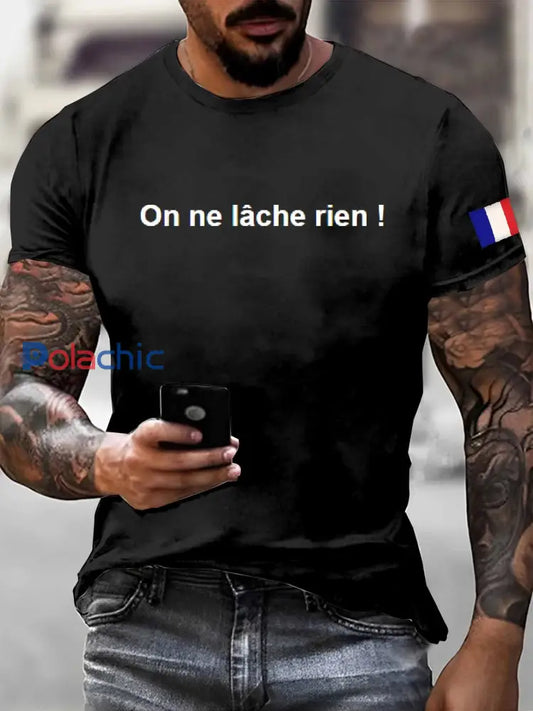 T-Shirt Décontracté Homme Imprimé Français comme image / S