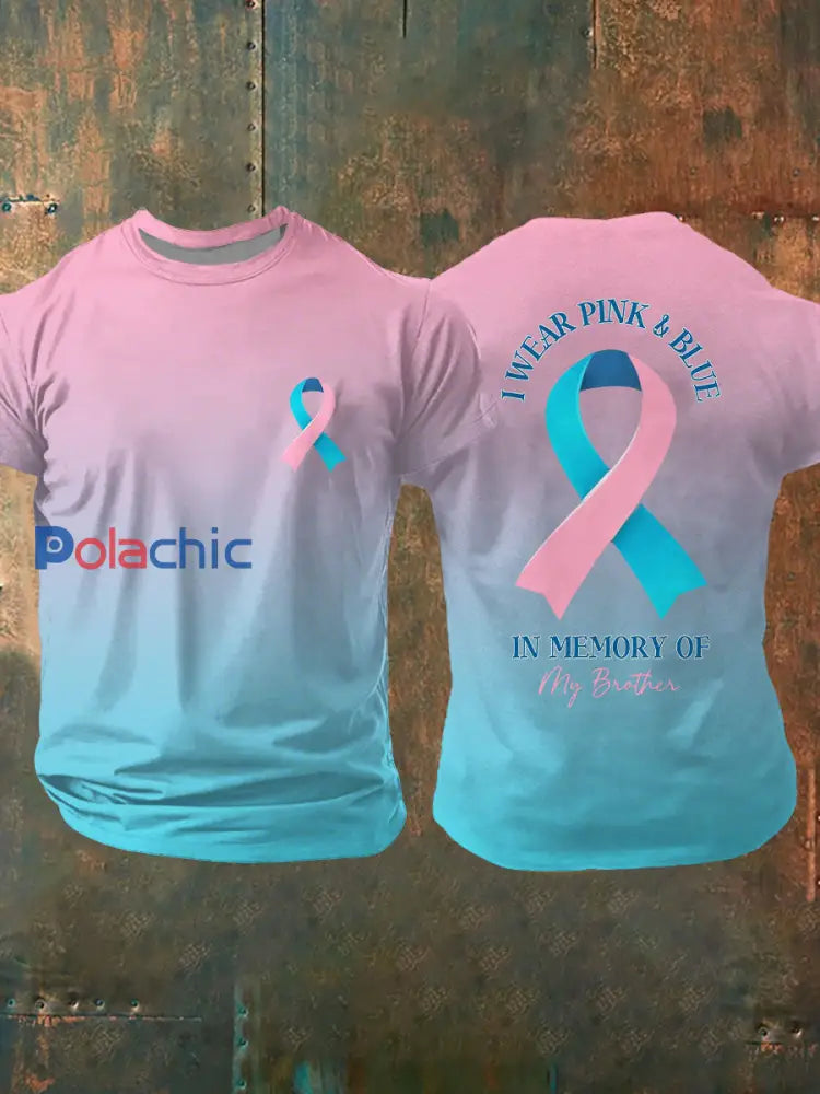 T shirt décontracté imprimé de sensibilisation au cancer du sein pour hommes comme image / S