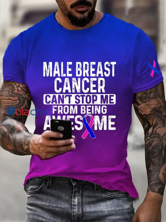 T shirt décontracté imprimé de sensibilisation au cancer du sein pour hommes comme image / S