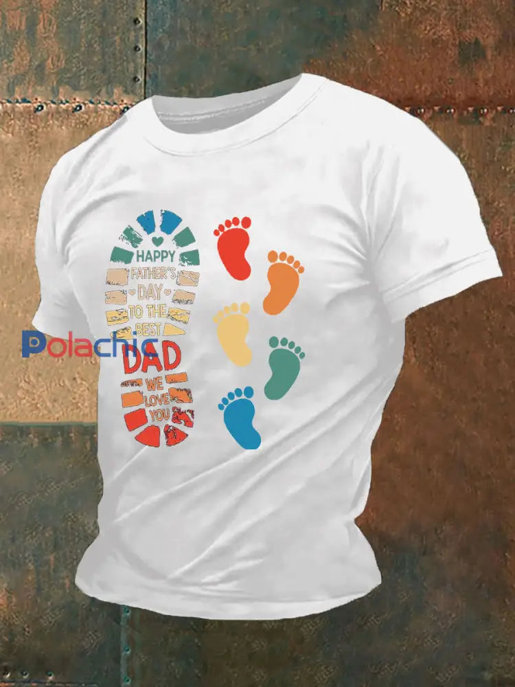 T-shirt décontracté imprimé fête des pères pour hommes Blanc / S