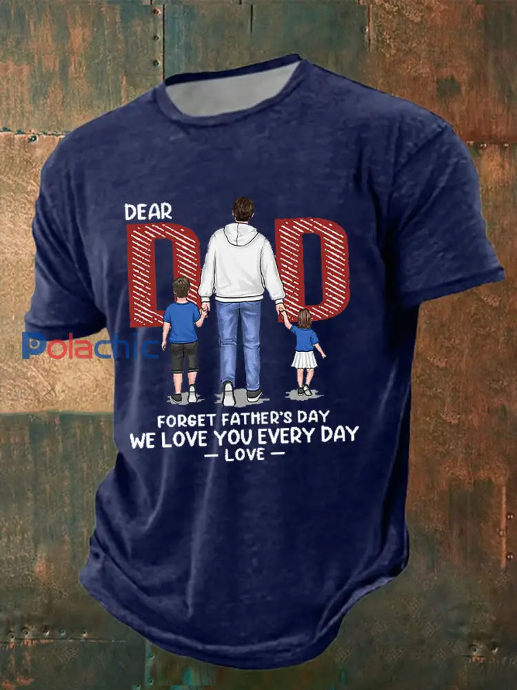 T-shirt décontracté imprimé fête des pères pour hommes Bleu / S