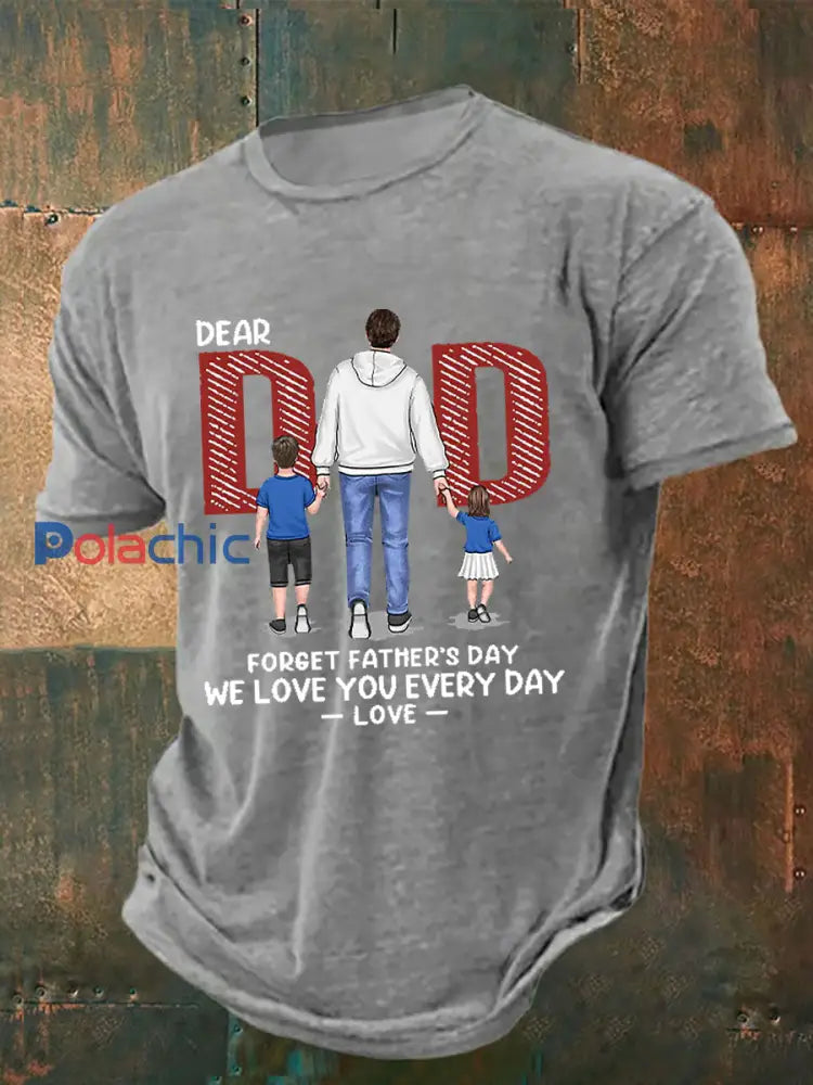 T-shirt décontracté imprimé fête des pères pour hommes Gris clair / S
