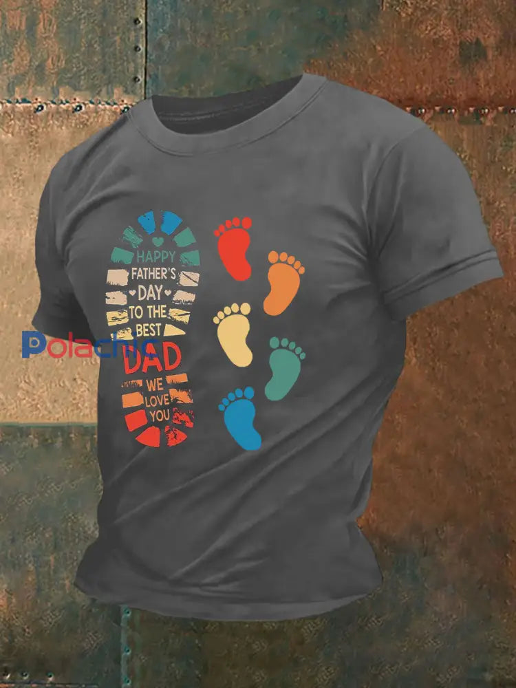 T-shirt décontracté imprimé fête des pères pour hommes Gris foncé / S
