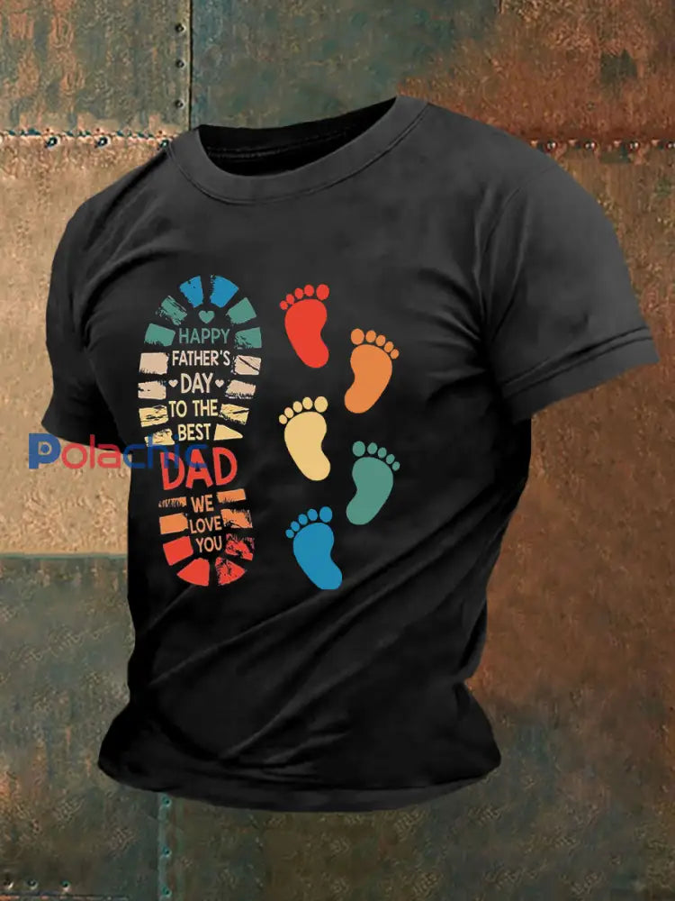 T-shirt décontracté imprimé fête des pères pour hommes Noir / S