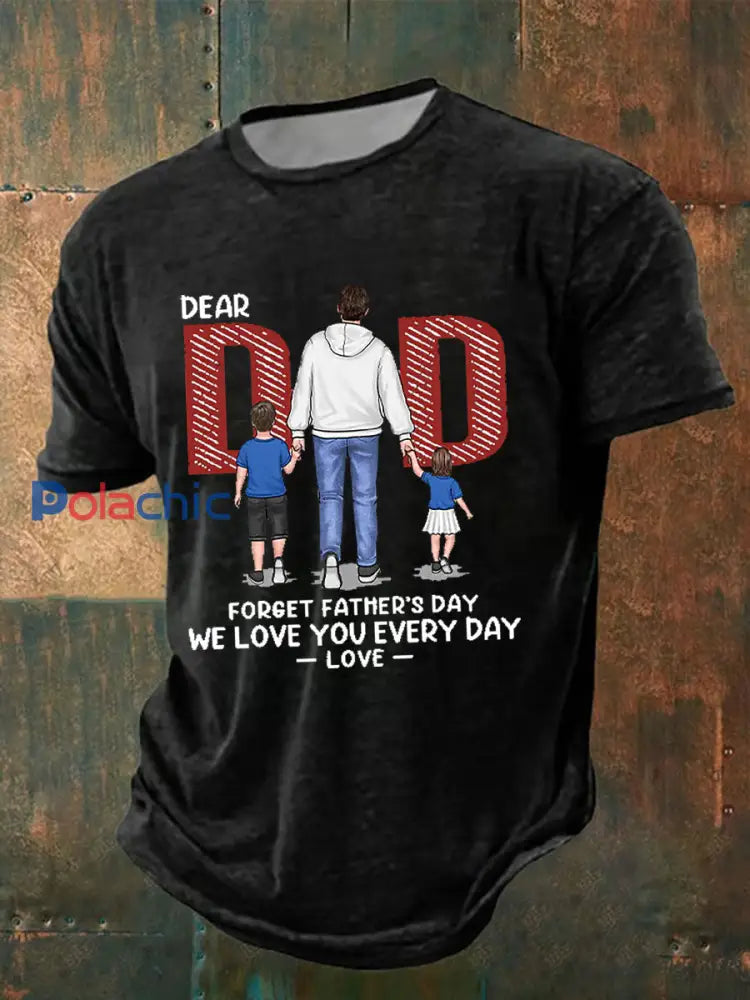 T-shirt décontracté imprimé fête des pères pour hommes Noir / S