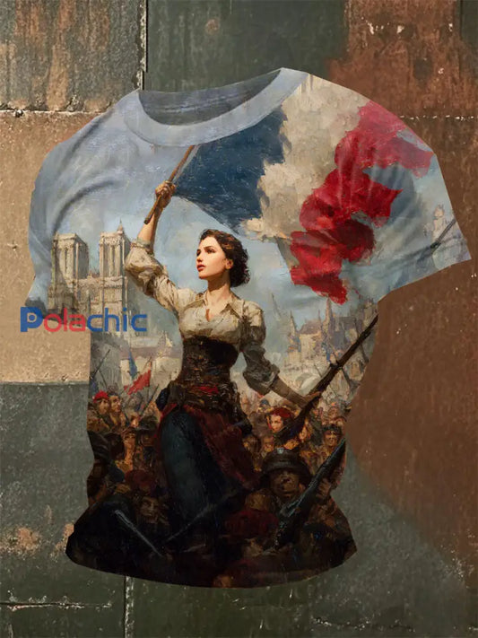 T-Shirt Décontracté Imprimé Français Vintage comme image / S