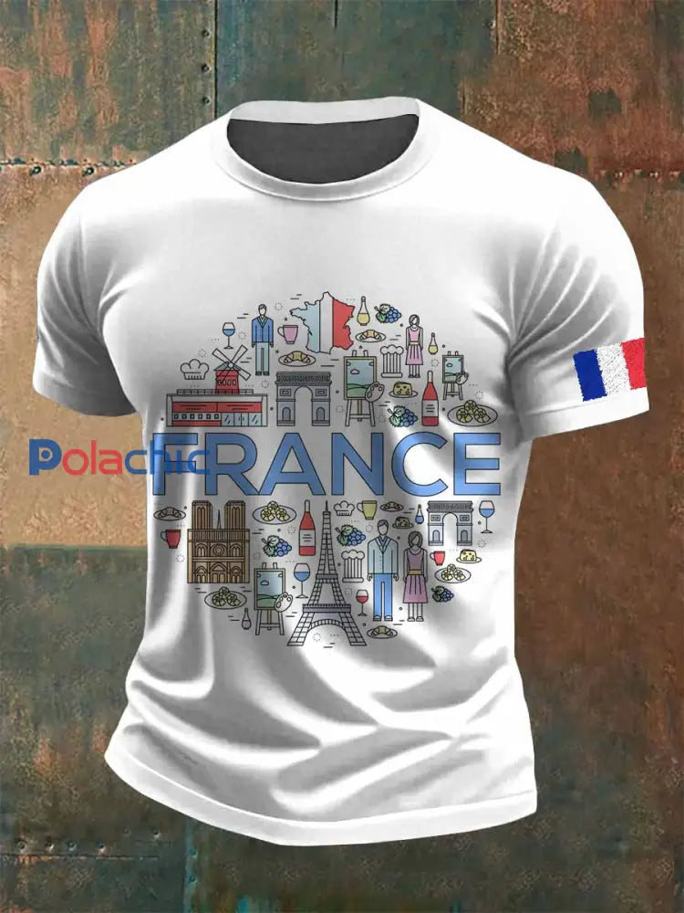 T-Shirt Décontracté Imprimé Français Vintage comme image / S
