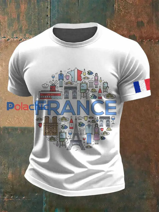 T-Shirt Décontracté Imprimé Français Vintage comme image / S