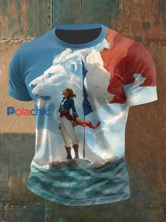 T-Shirt Décontracté Imprimé Français Vintage comme image / S