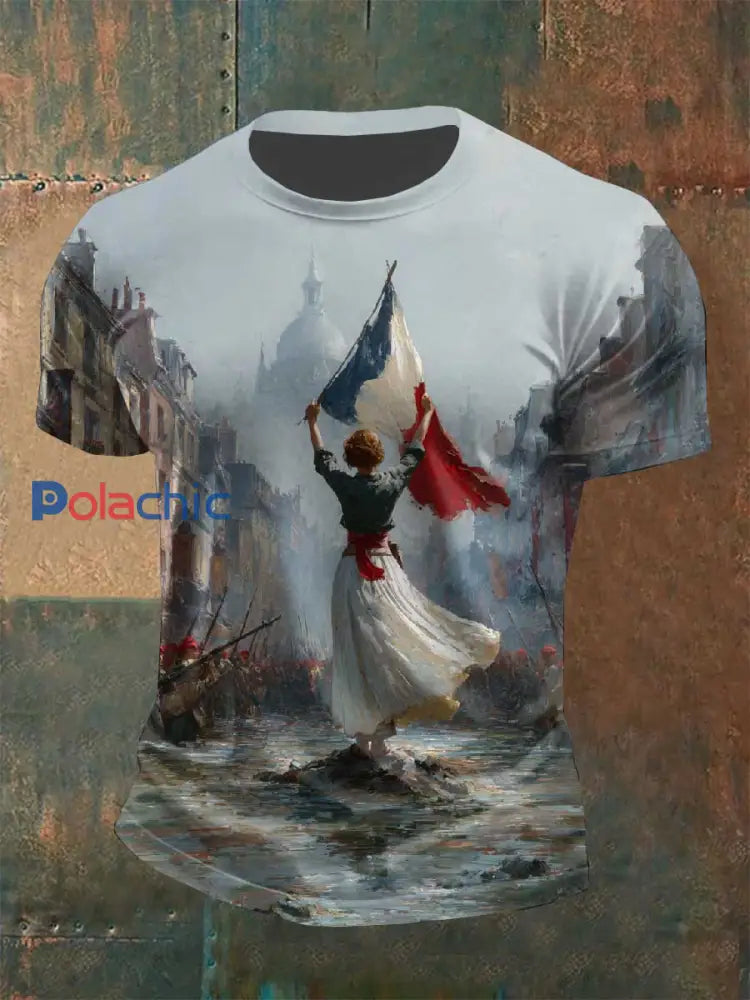 T-Shirt Décontracté Imprimé Français Vintage comme image / S
