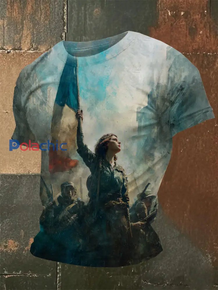 T-Shirt Décontracté Imprimé Français Vintage comme image / S