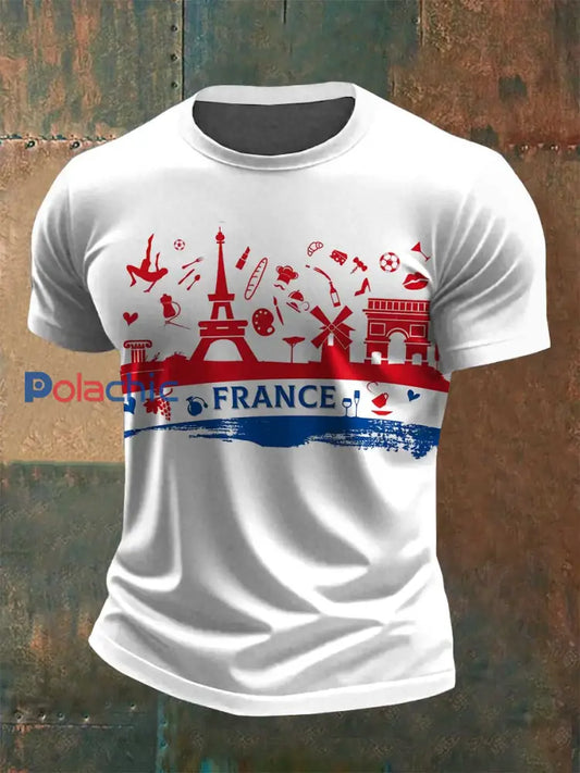 T-Shirt Décontracté Imprimé Français Vintage comme image / S