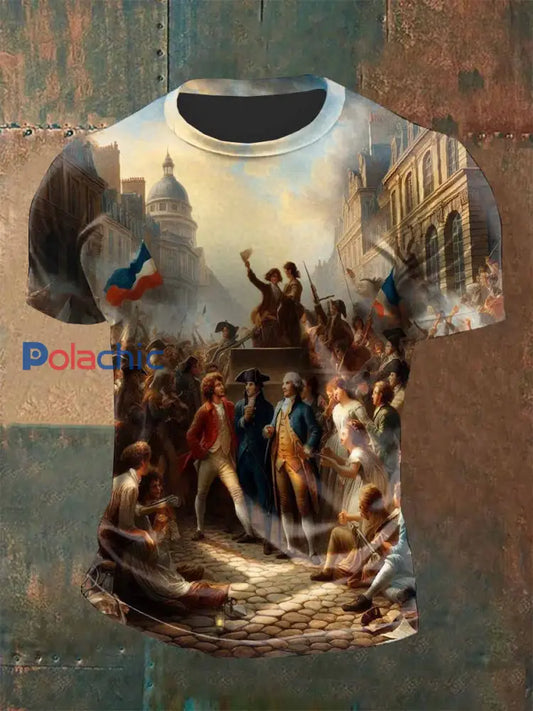 T-Shirt Décontracté Imprimé Français Vintage comme image / S