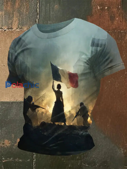 T-Shirt Décontracté Imprimé Français Vintage comme image / S