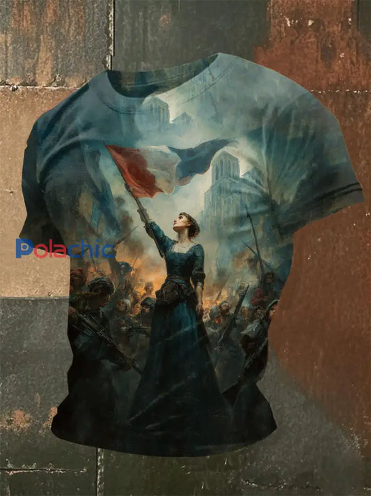 T-Shirt Décontracté Imprimé Français Vintage comme image / S