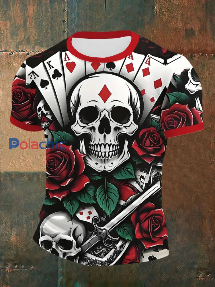 T-shirt décontracté imprimé poker pour hommes comme image / S
