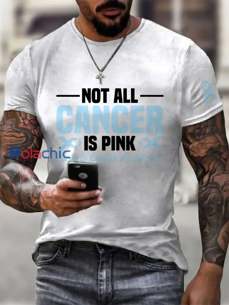 T shirt décontracté imprimé sensibilisation au cancer de la prostate pour hommes Blanc / S