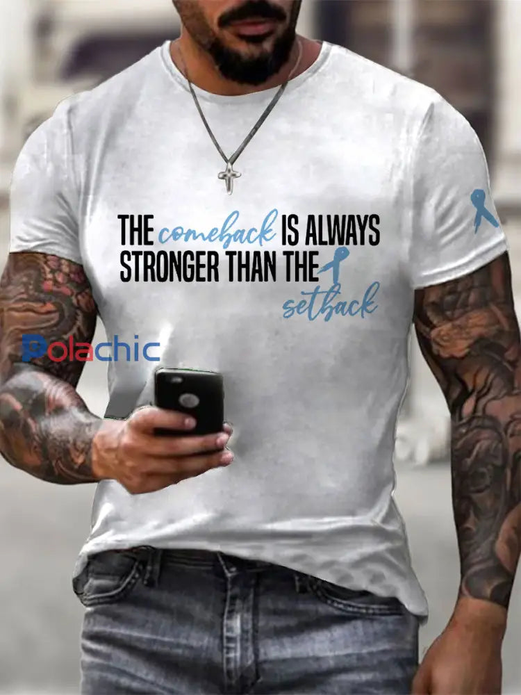 T shirt décontracté imprimé sensibilisation au cancer de la prostate pour hommes blanc / S