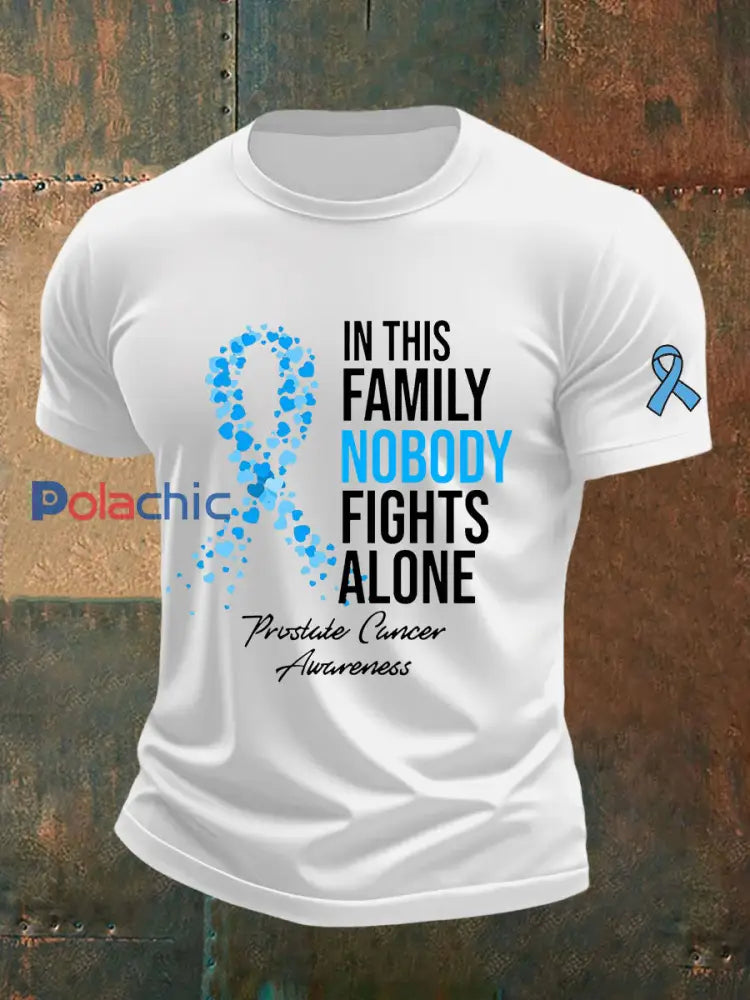 T shirt décontracté imprimé sensibilisation au cancer de la prostate pour hommes Blanc / S