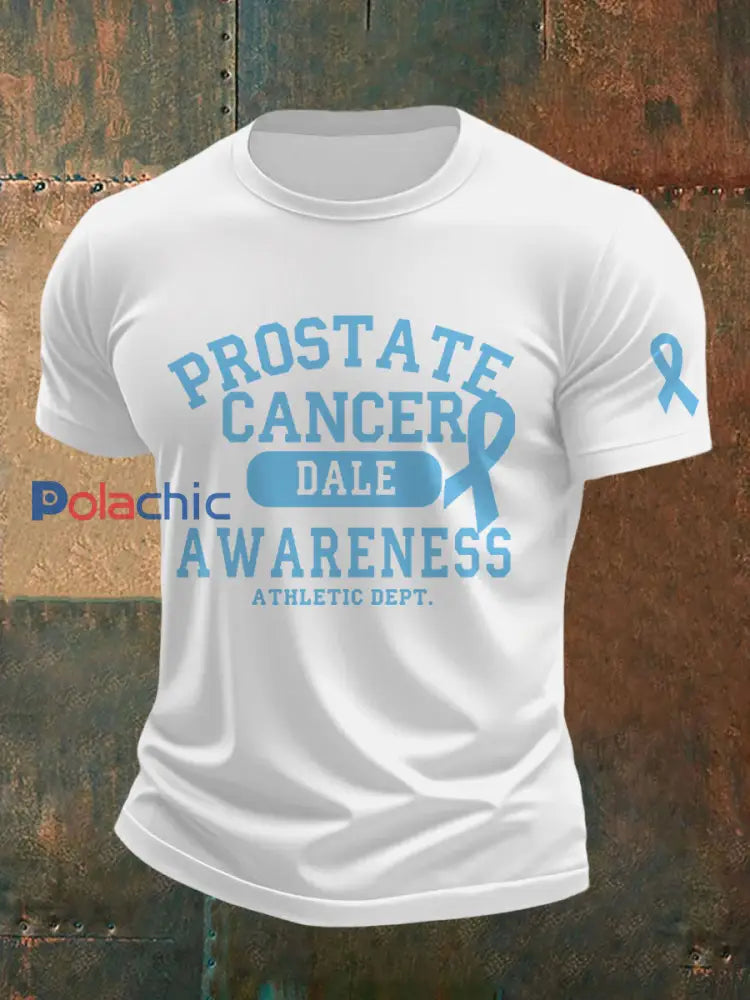 T shirt décontracté imprimé sensibilisation au cancer de la prostate pour hommes Blanc / S