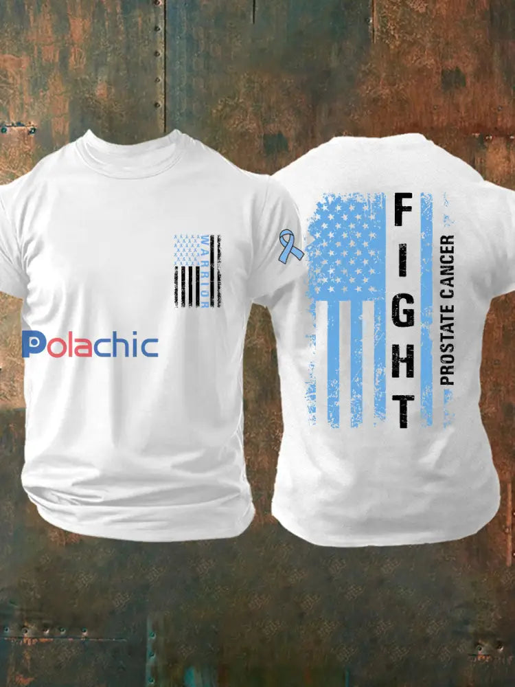 T shirt décontracté imprimé sensibilisation au cancer de la prostate pour hommes Blanc / S