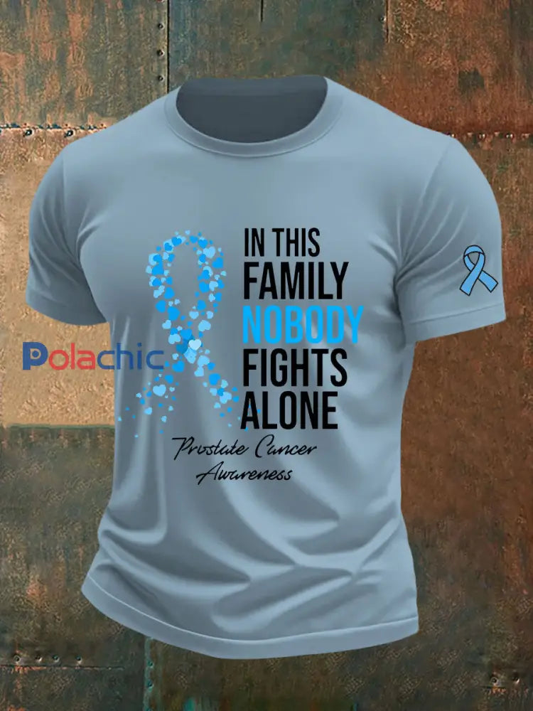 T shirt décontracté imprimé sensibilisation au cancer de la prostate pour hommes Bleu Ciel / S