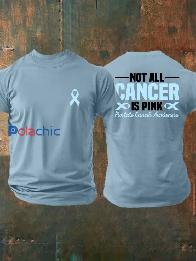 T shirt décontracté imprimé sensibilisation au cancer de la prostate pour hommes Bleu Ciel / S