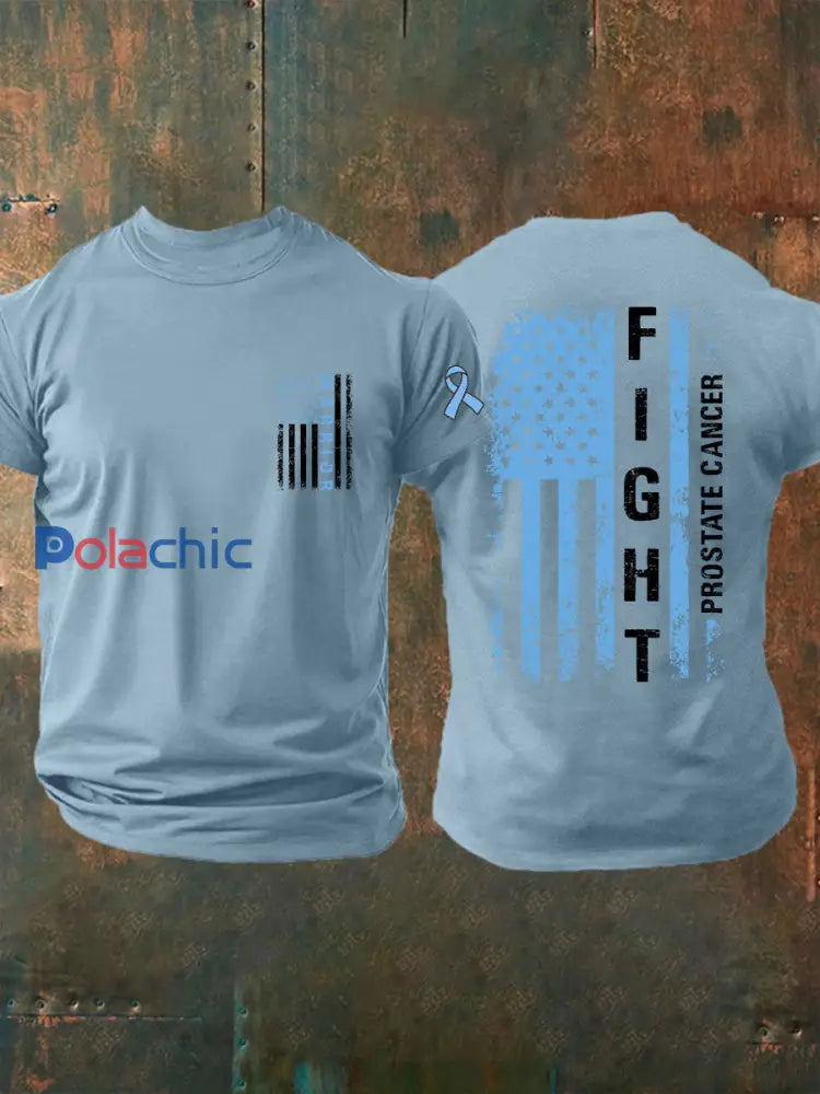 T shirt décontracté imprimé sensibilisation au cancer de la prostate pour hommes Bleu Ciel / S