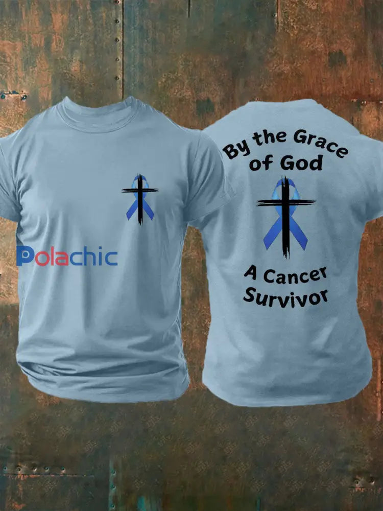 T shirt décontracté imprimé sensibilisation au cancer de la prostate pour hommes Bleu ciel / S
